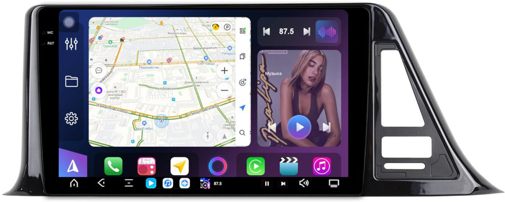 Магнитола для Toyota C-HR 2016-2022 (левый руль, взамен 200х100мм) - FarCar XXL9-9549LF1 монитор 9.5" 2K QLED на Android 14, TS20, 8+256Гб, CarPlay, 4G SIM-слот