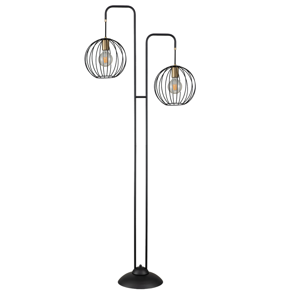 Напольный светильник 2x60Вт E27, металл, чёрный/бронза