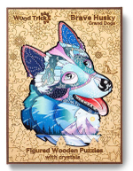 Деревянный пазл Wood Trick Храбрый Хаски с кристаллами Swarovski ® (48x35 см)