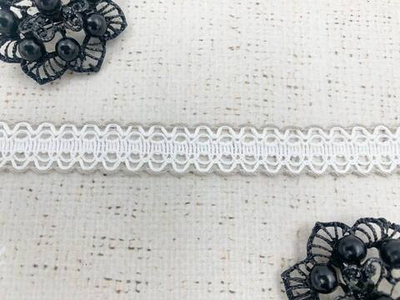 Тесьма вязаная, рис. 6994, ш. 1,8 см, пр-во Беларусь, лён с белым