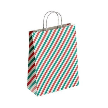 Пакет подар. бумажн. 35*26*15 см, 100 гр/м2 Широкая полоса, крученые ручки