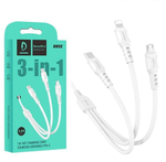 Кабель USB DENMEN D05E 3 в 1 для iPhone/Micro/Type C (белый) 1m