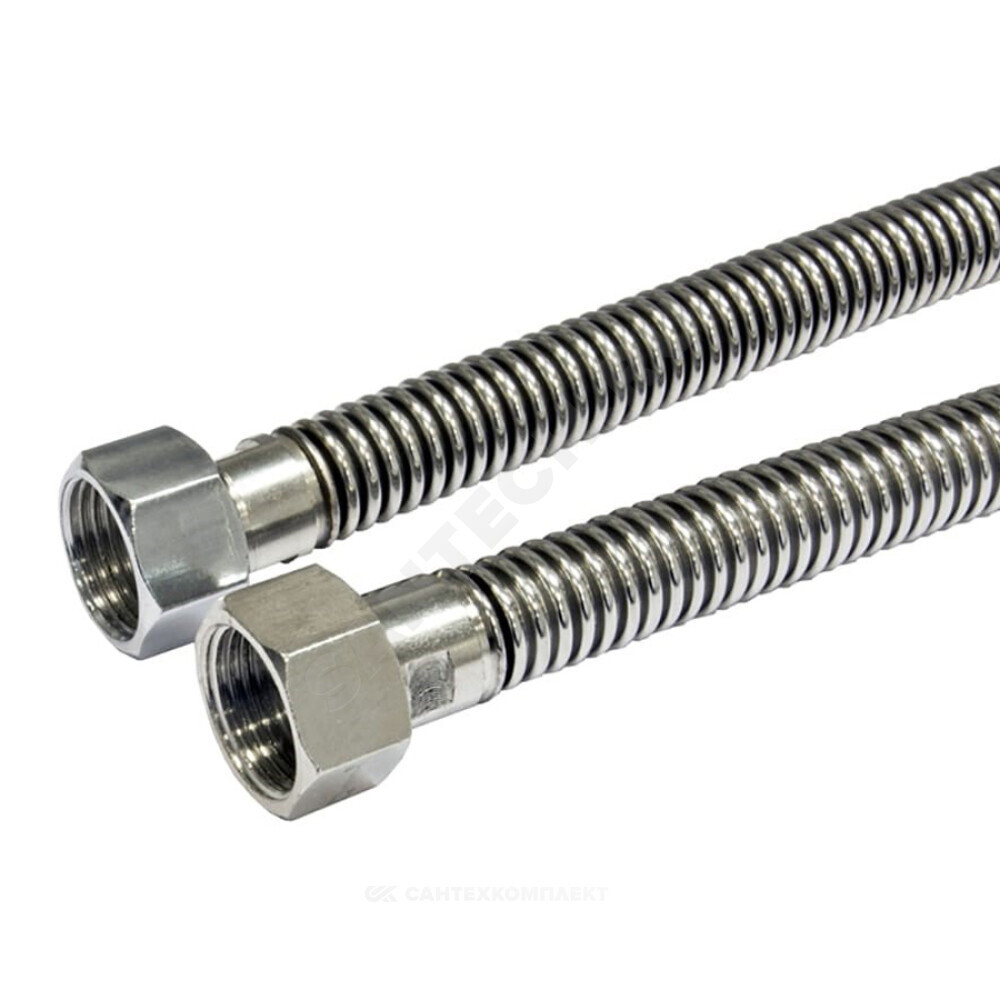Подводка гибкая для газа сильфонная нержавеющая сталь 1/2" г-г L=1м Tuboflex