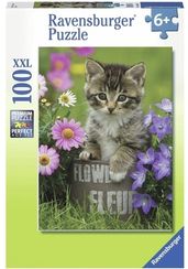 Puzzle Chaton parmi les fleurs