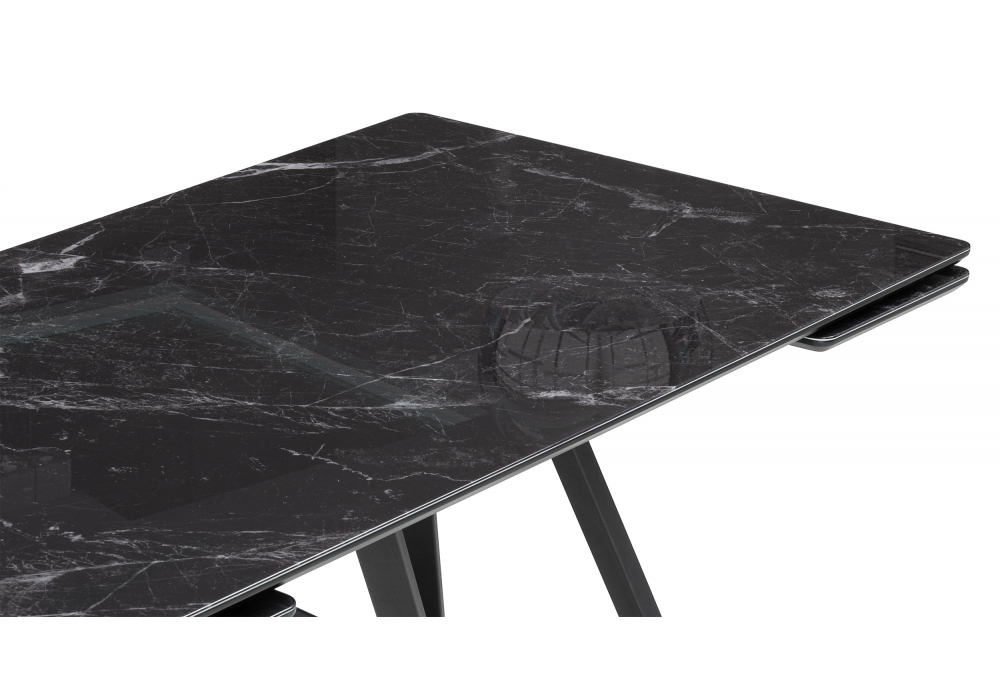 Стол стеклянный Woodville Вилсон 140(200)х80 черный мрамор, черный, ножки черные