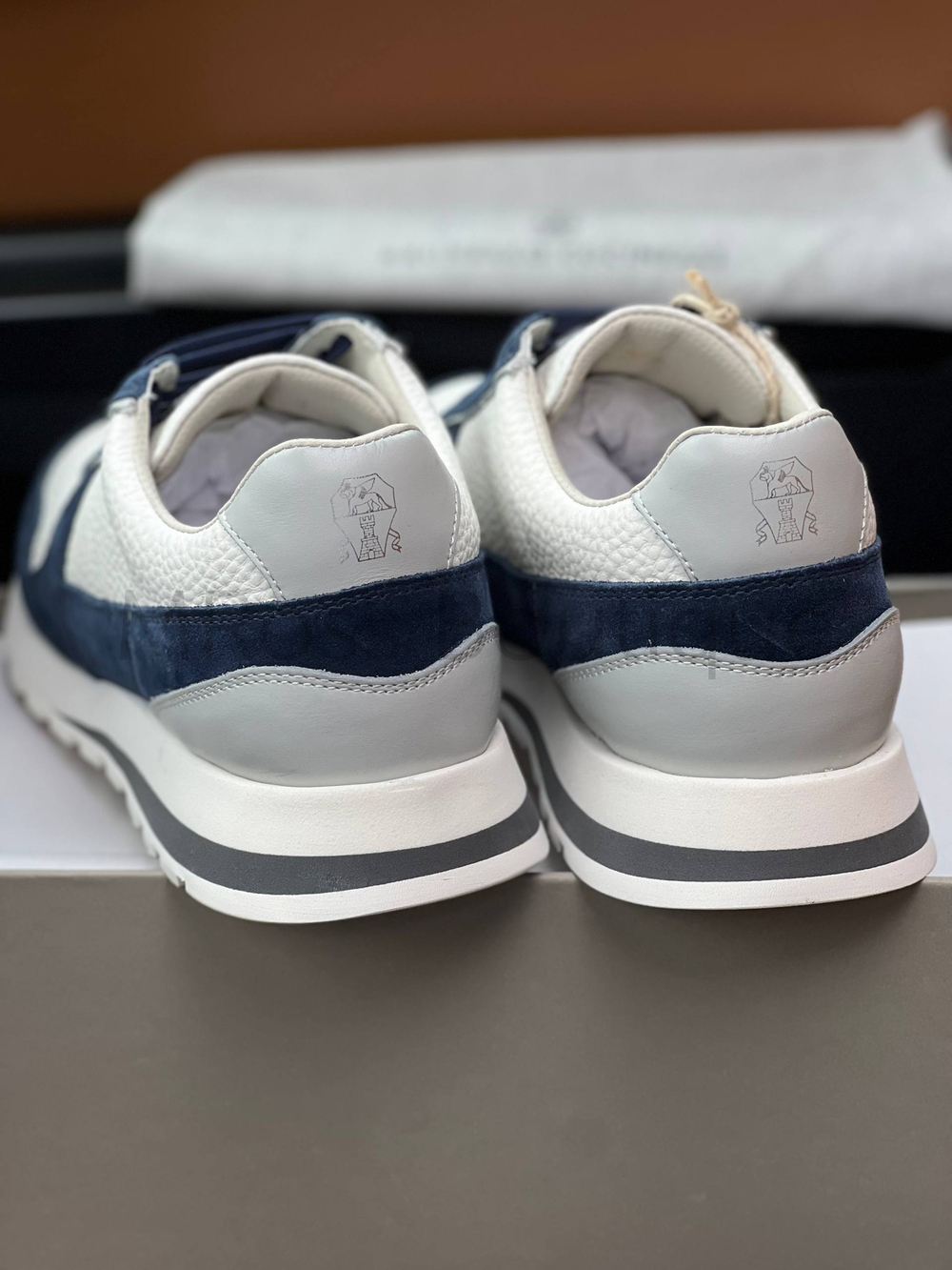 Мужские кроссовки Brunello Cucinelli Panelled бело-синие