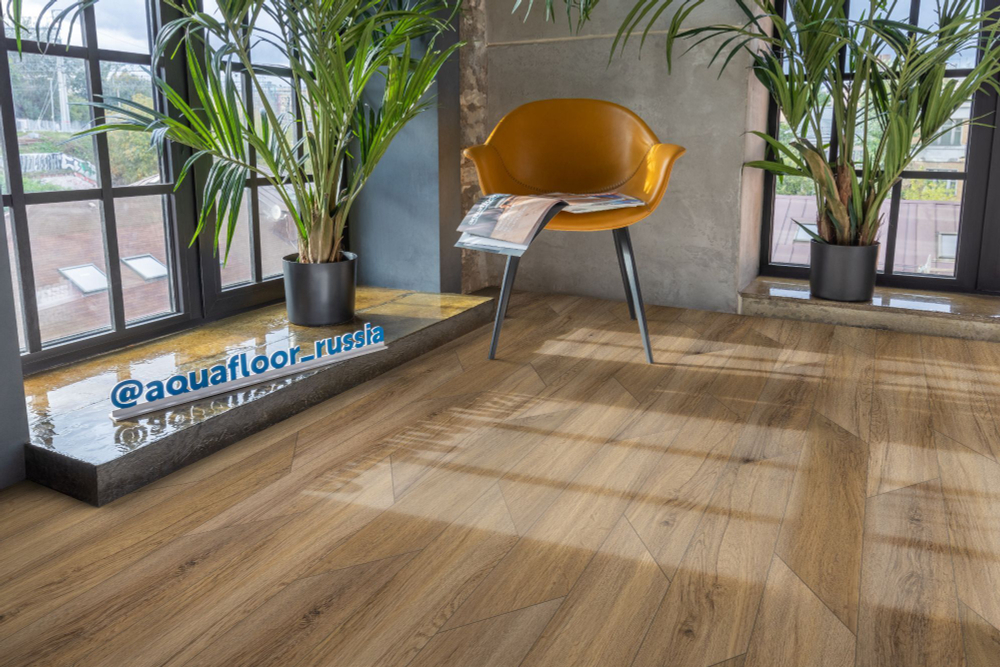Кварц-виниловая плитка Aquafloor Parquet Chevron GlueAF2556PGCh