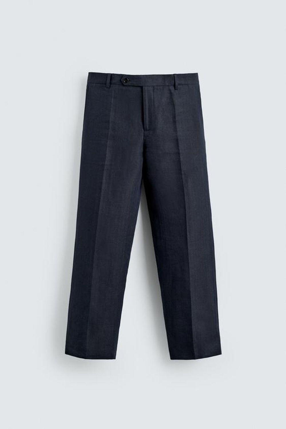 ZARA КОСТЮМНЫЕ БРЮКИ ИЗ 100% ЛЬНА В ЕЛОЧКУ, ИНДИГО