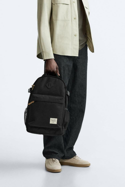 ZARA РЮКЗАК ИЗ НЕЙЛОНА, ЧЕРНЫЙ