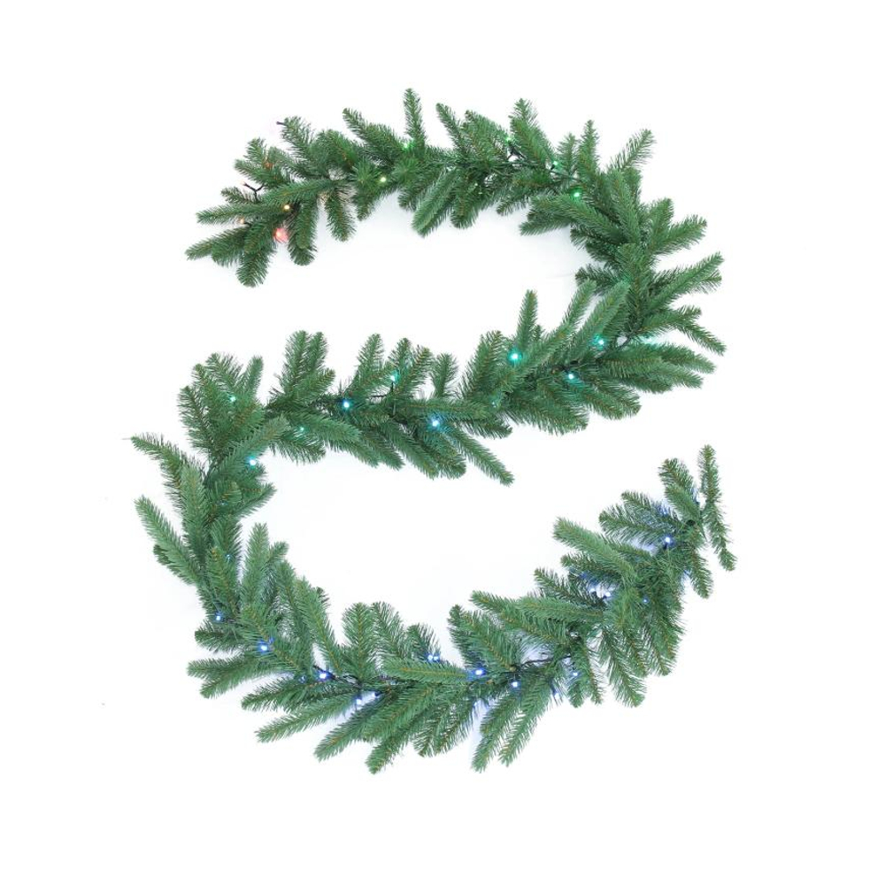 Рождественская декоративная еловая ветвь с умной гирляндой Twinkly Pre-lit Garland (2,7 м, 50 светодиодов)