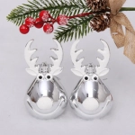Ёлочная игрушка «Счастливый лось» 13 см (2 шт), серебро
