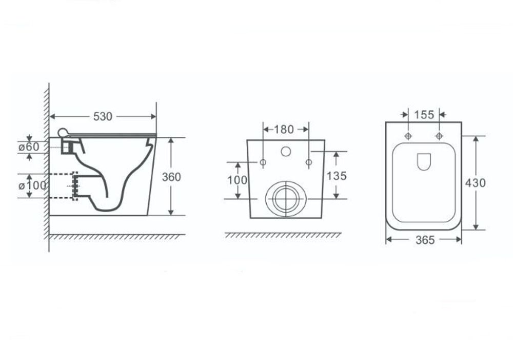 Унитаз подвесной, сиденье s/close 530x365 мм Nofer ARLES 23040 белый