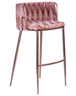 Стул барный DOBRIN EMMA ROSE GOLD, розовый велюр (VF-10)