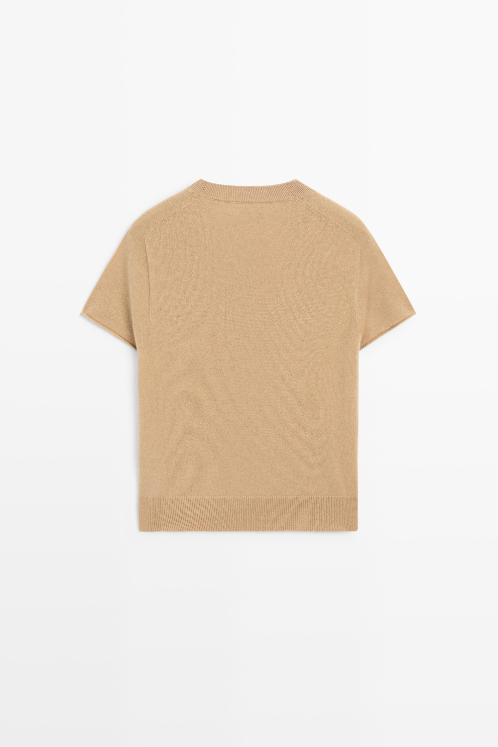 Massimo Dutti Свитер из 100% кашемира с короткими рукавами, цвет верблюжьей шерсти