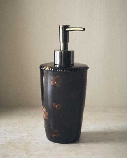 ZARA HOME ДОЗАТОР ДЛЯ МЫЛА С ЦВЕТОЧНЫМ УЗОРОМ, КОРИЧНЕВЫЙ