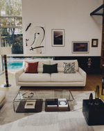 Журнальный столик Tarsel из закаленного стекла с подносом из орехового шпона