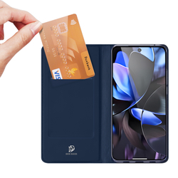 Чехол книжка из PU кожи синего цвета от Dux Ducis для Google Pixel 10 и 10 Pro, серия Skin Pro Series Case