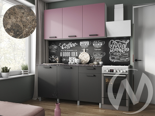 Кухня Кьяра 1.5м (корпус белый/карбон сакура; карбон вулкан) 38мм королевский опал