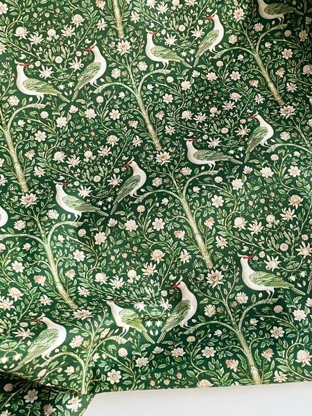 ПТИЧКА КРАСНОКЛЮВ В СТИЛЕ У. МОРРИСА, 100% хлопок Handmade Fabrics 2