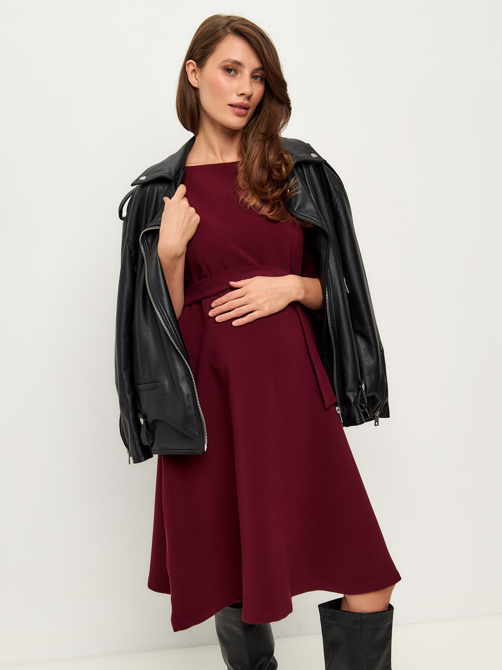 Платье для беременных и кормящих мам осень зима теплое