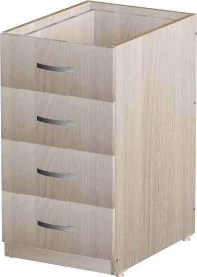 Корпус тумбы приставной 4 ящика Стандарт Про ясень шимо светлый