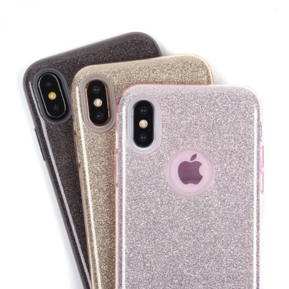 Чехол ТПУ с блестками для iPhone XS, 010028 Голубой