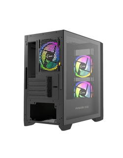 Powercase Alisio Micro Z3B ARGB, Tempered Glass, 3x 120mm ARGB fan, чёрный, mATX  (CAMZB-A3)