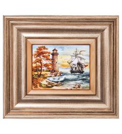 AMB-04/34 Картина «Маяк надежды» (с янтарной крошкой) L-18см