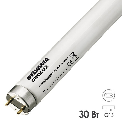 Люминесцентная линейная лампа T8 F30W GROLUX G13 для растений 895mm Sylvania 0000150