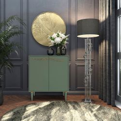 Комод Арт Колор matte Классик Голд с 2 полками Зеленый нефрит матовый