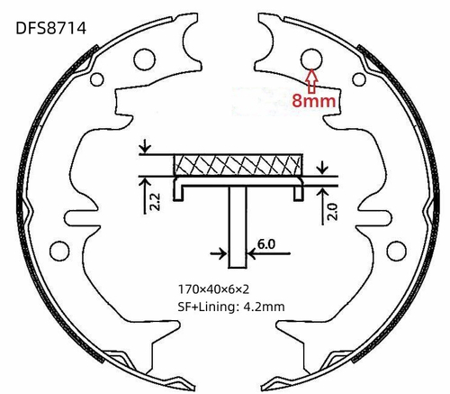 Колодки ручного тормоза задние Double Force DFS8714
