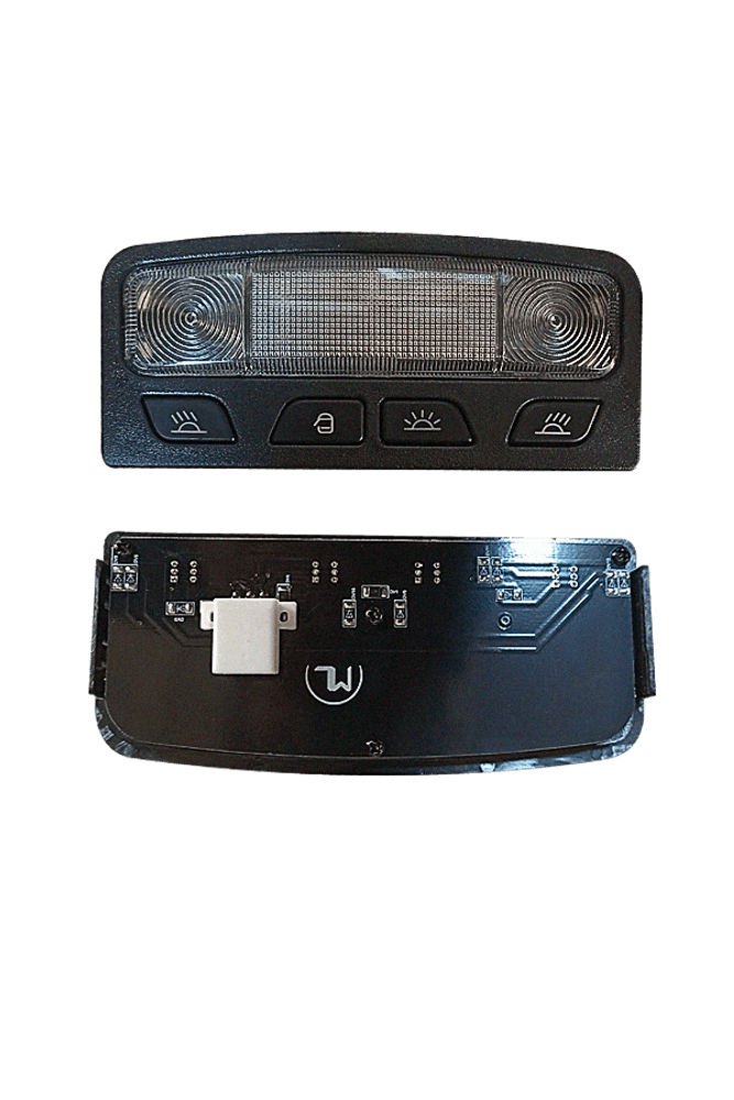 Плафон освещения салона Lada Priora LED черный, с подсветкой кнопок разъем БОЛЬШОЙ DD1