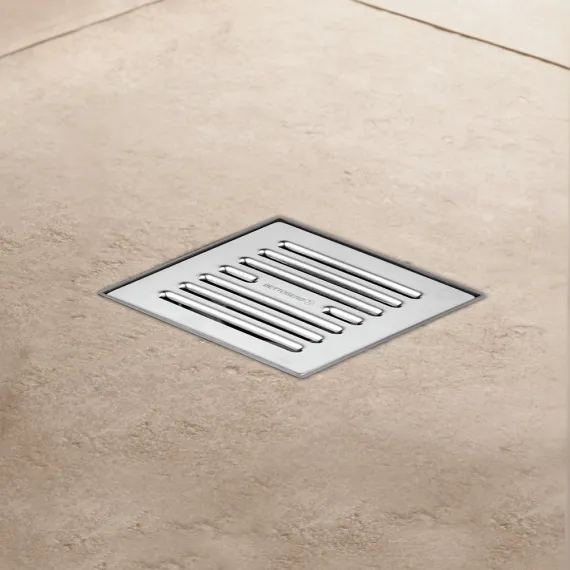 Трап вертикальный BETTOSERB Superior Quadro с металлической решеткой с пластиковым прямым выпуском 50мм 150*150мм 40996