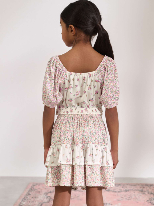 Топ и юбка в комплекте для девочки Next AD6-061, Молочный, Розовый