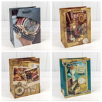 Пакет бумажный 18*23*10см с ручками глянцевый "Мужской" микс