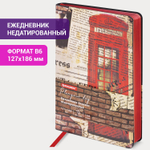 Ежедневник недатированный B6 (127х186 мм) BRAUBERG VISTA под кожу гибкий 136 л. "Good old England" (2 штуки в упаковке)