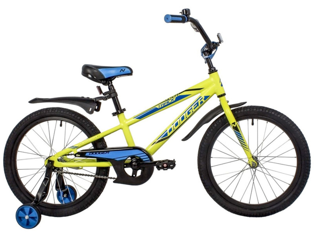 Велосипед NOVATRACK 20" DODGER алюм., зелёный, тормоз нож, короткие крылья, защита цепи А-тип