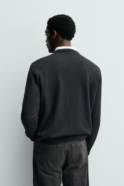 ZARA КАРДИГАН ИЗ СМЕСОВОЙ ШЕРСТИ, АНТРАЦИТОВО-СЕРЫЙ