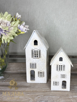 Декоративный подсвечник "Домик" средний античный крем 11,5x11,5xH26 см CAMPO Home & Garden