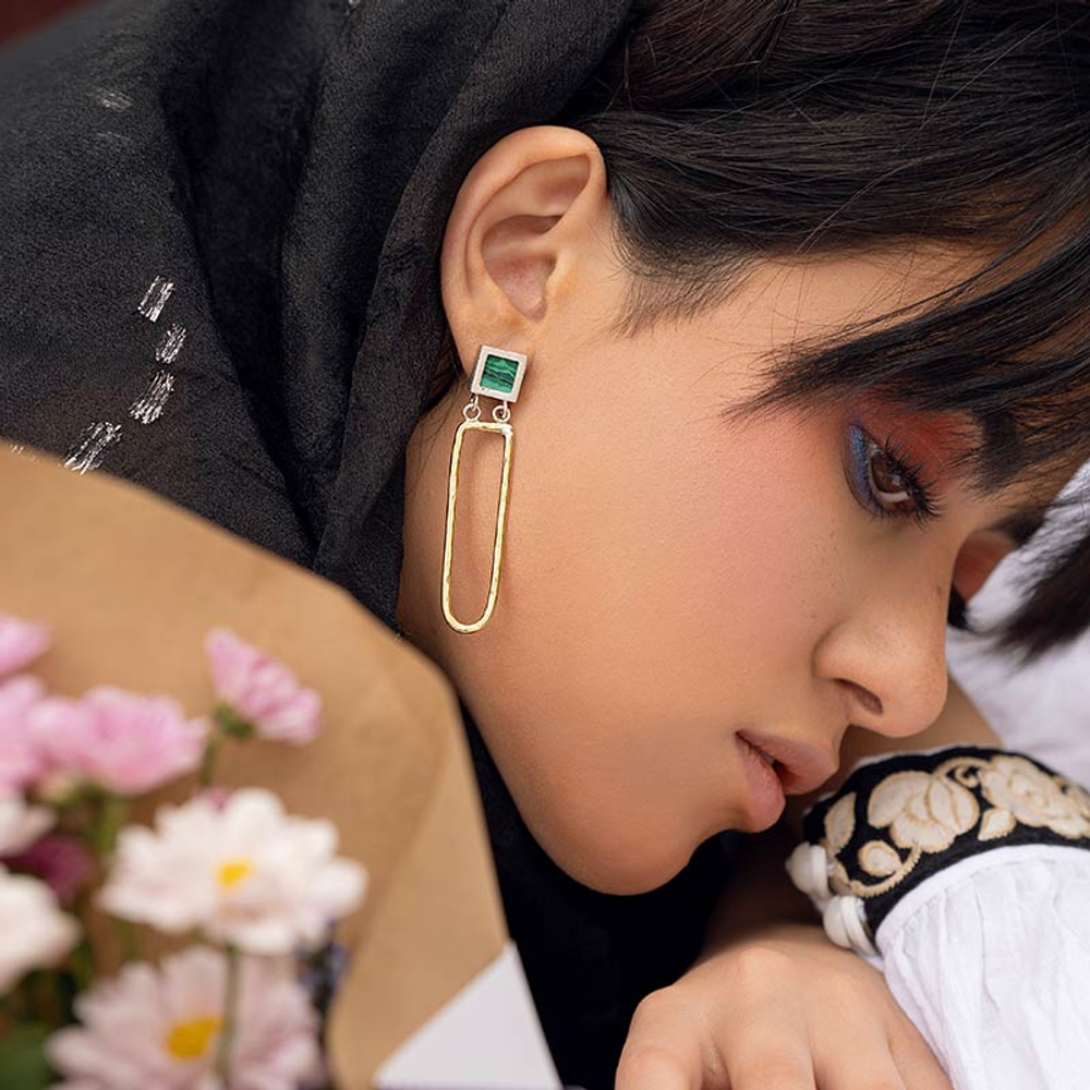 Серебряные серьги с малахитом Arte Shorangiz 20220341 Иран