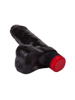 Чёрный виброфаллос с пышной мошонкой - 16 см. (Цвет: черный)