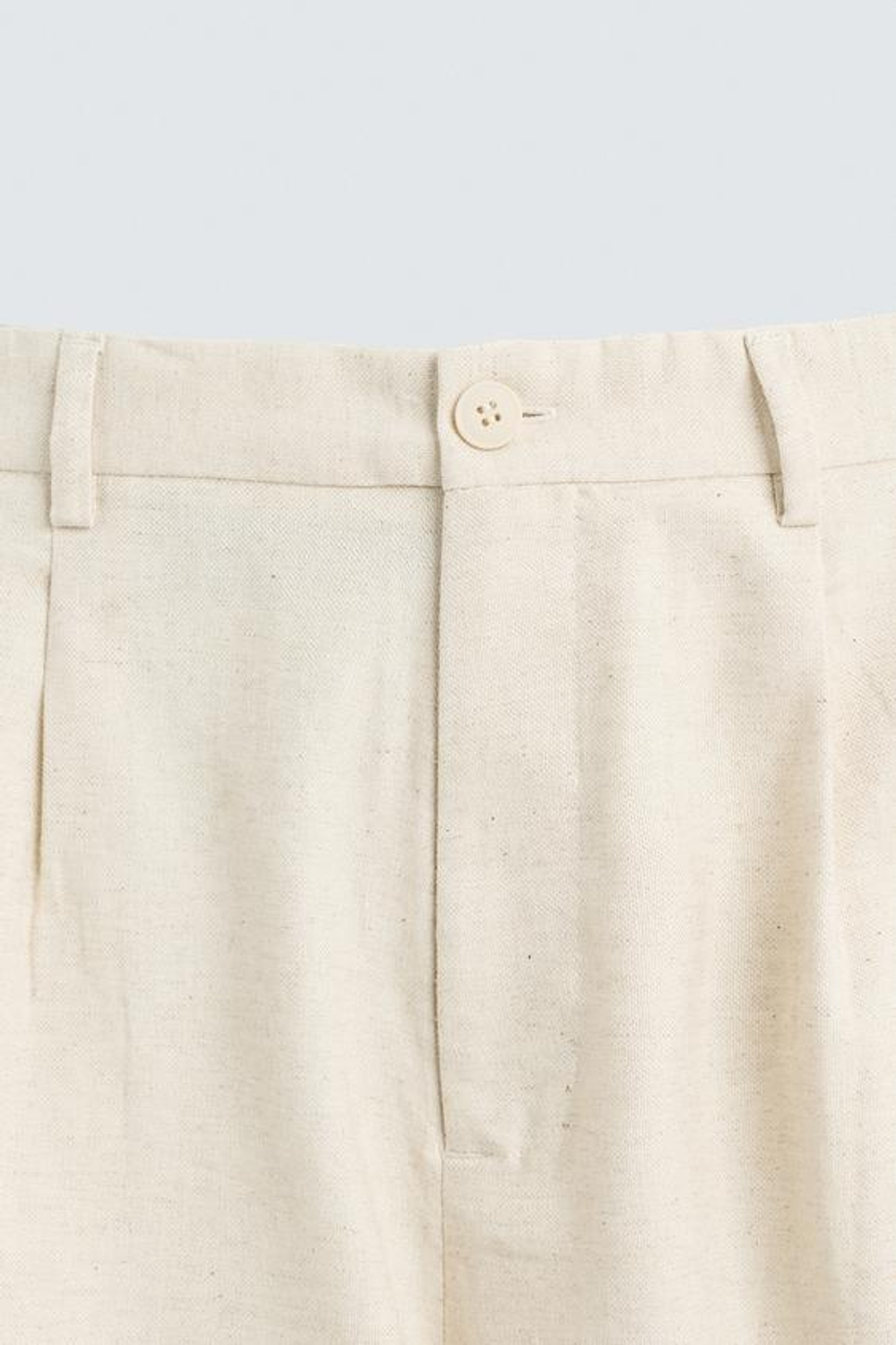 ZARA БРЮКИ ИЗ ХЛОПКА И ЛЬНА СО СКЛАДКАМИ, СВЕТЛО-БЕЖЕВЫЙ