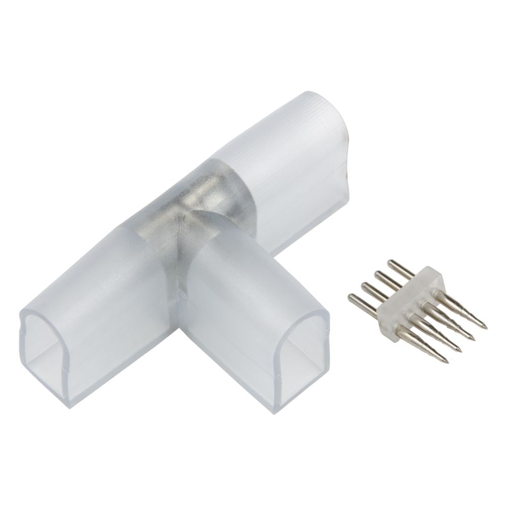 UTC-K-34-N22 CLEAR 010 POLYBAG Соединитель контактный Т-образный для светодиодных лент ULS-N22 RGB NEON 220В. 10x18мм. 4 контакта. Цвет прозрачный. 10 штук в пакете. TM Uniel