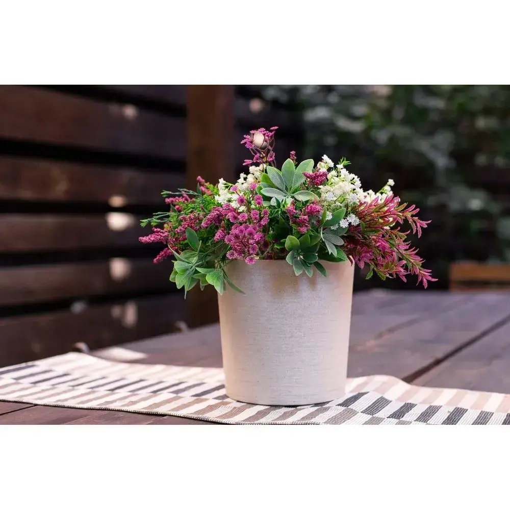 Горшок Эко Цилиндр ,Слоновая Кость, пластиковый горшок с дренажным дном ,д.20 н.21 5,2 л