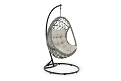 "Венеция" подвесное кресло-кокон из искусственного ротанга, цвет серый с бежевой подушкой