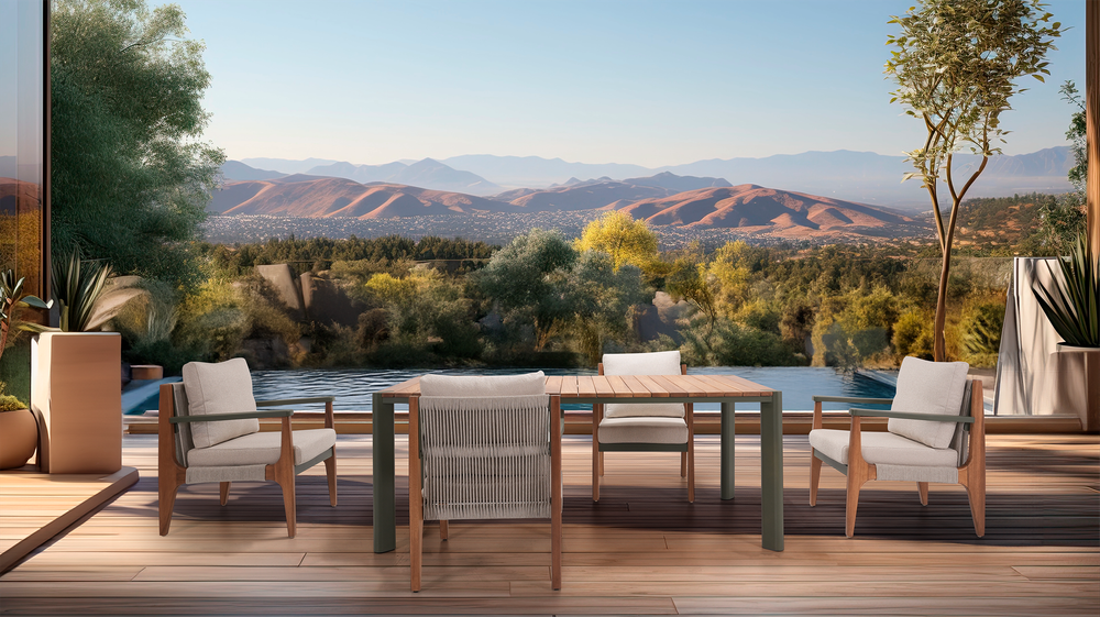 Столовая группа Elif Dining Set. Алюминий, роуп, ироко. Поставка 45 дней.