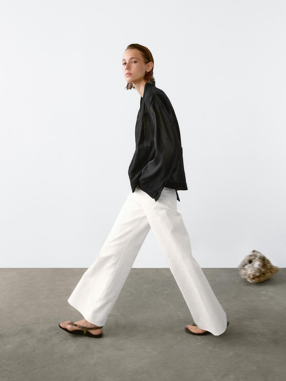 Massimo Dutti Рубашка из 100% хлопка, черный