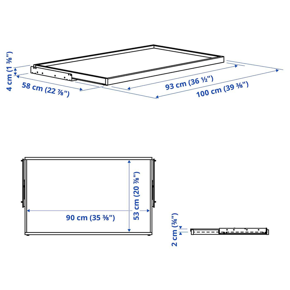 IKEA KOMPLEMENT  (ИКЕА КОМПЛЕМЕНТ)  -  Выдвижной поднос, дуб, окрашенный в белый цвет, 100x58 см