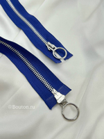 Молния серебро синяя двухзамковая с кольцом