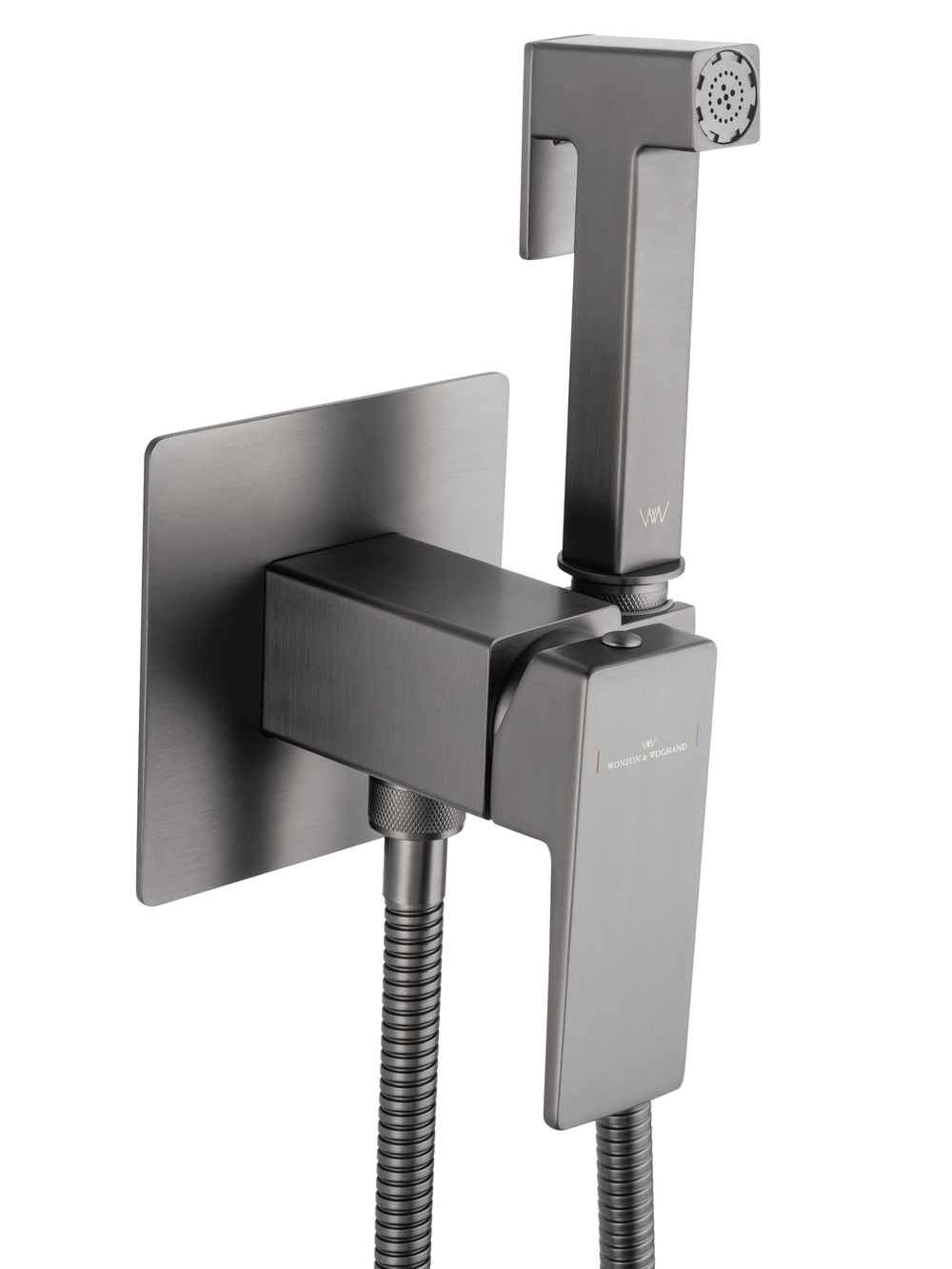 Смеситель с гигиеническим душем встраиваемый WONZON & WOGHAND CUBE 2.0, Темный графит (WW-88829068-BGM)